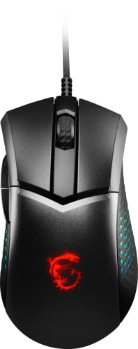 MSI CLUTCH GM51 LIGHTWEIGHT Gaming Mouse - 26000 DPI Optical Sensor, Elite 0.125ms Latency, 60M+ Click OMRON Switches, 6-Buttons, FriXionFree Cable, RGB Diamond LightGrips, 75g - Wired