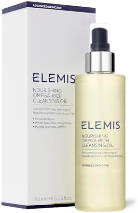 ELEMIS Cleansing Oil , Nourishing Omega-Rich– Vitamin-Rich Face Elixir to Cleanse, Soothe & Soften Skin, Gently Remove Impurities, 195ml