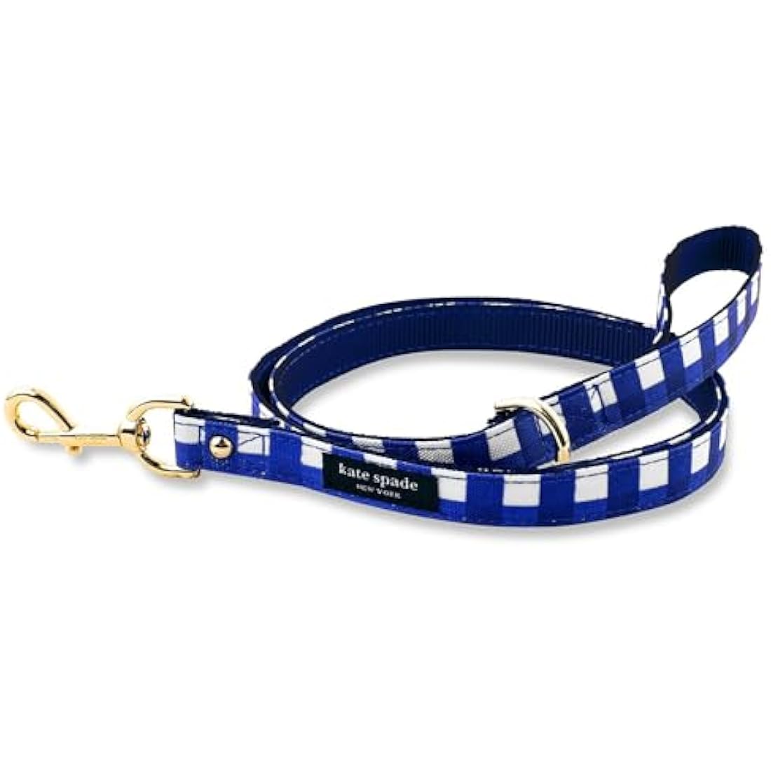 Kate Spade New York 4.5ft Dog Leash, Heavy Duty for Female or Male Dogs, Cute Pet Lead With Gold Metal Hardware, for Small and Medium Breeds (Navy Gingham)