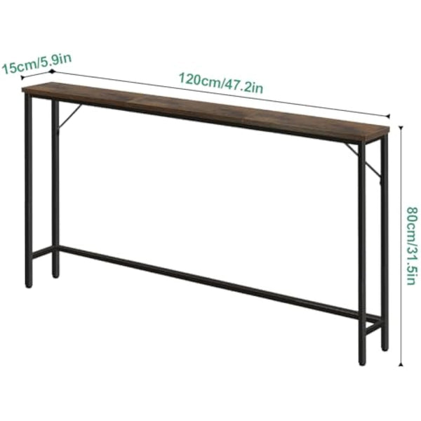 FURWOO Slim Console Table for Hallway Industrial Compact Display Table Sofa Table for Small Spaces(Rustic Brown)
