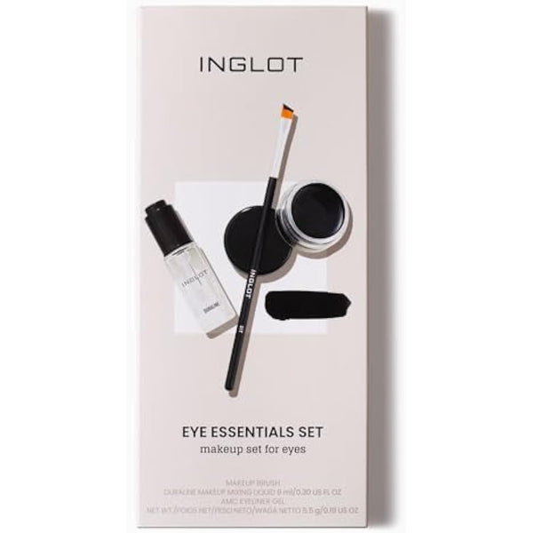 Inglot Eye Essentials Set | Duraline + AMC Eyeliner Gel 77 + Makeup Brush 31T | Black Eyeliner | Prolong Makeup Durability | Transparent | Waterproof |
