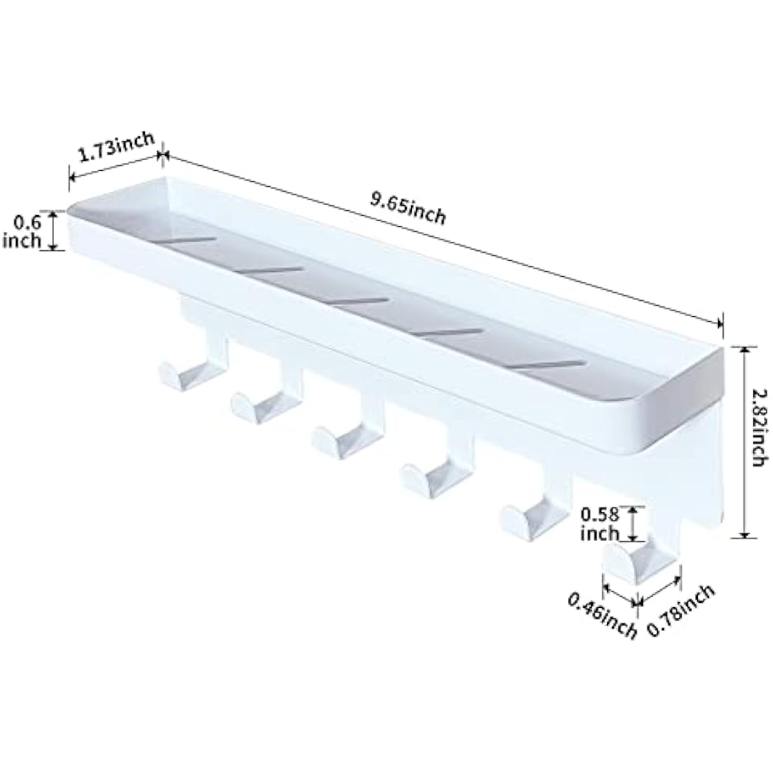 GTK Key Holder for Wall, Key Hooks with Tray and 6 Hooks, Wall Mounted Key Holder for Hallway, Key Rack with Shelf for Mail Storage (White)