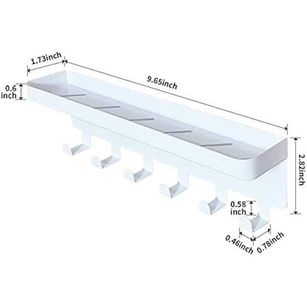 GTK Key Holder for Wall, Key Hooks with Tray and 6 Hooks, Wall Mounted Key Holder for Hallway, Key Rack with Shelf for Mail Storage (White)