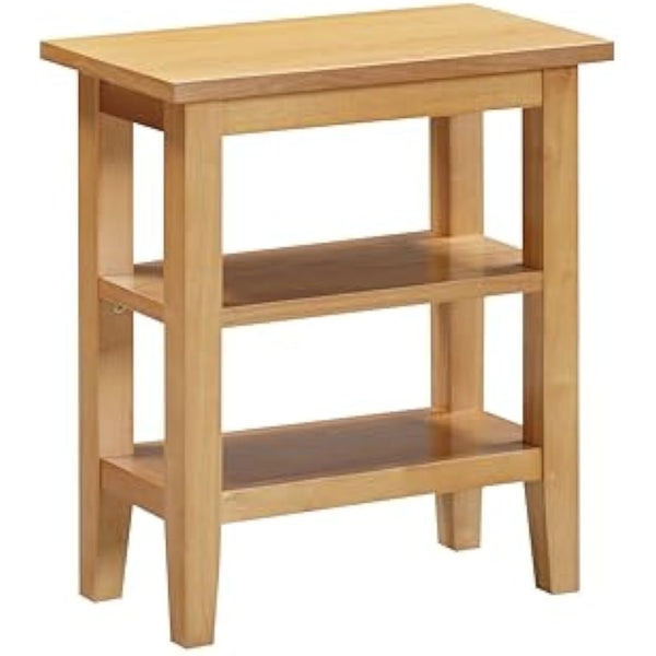 Hallowood Furniture Aston Oak Effect Side Table with 2 Shelves, Wooden Coffee Table, Bedside Storage Small Spaces and Living Rooms, Quick and Easy Assembly