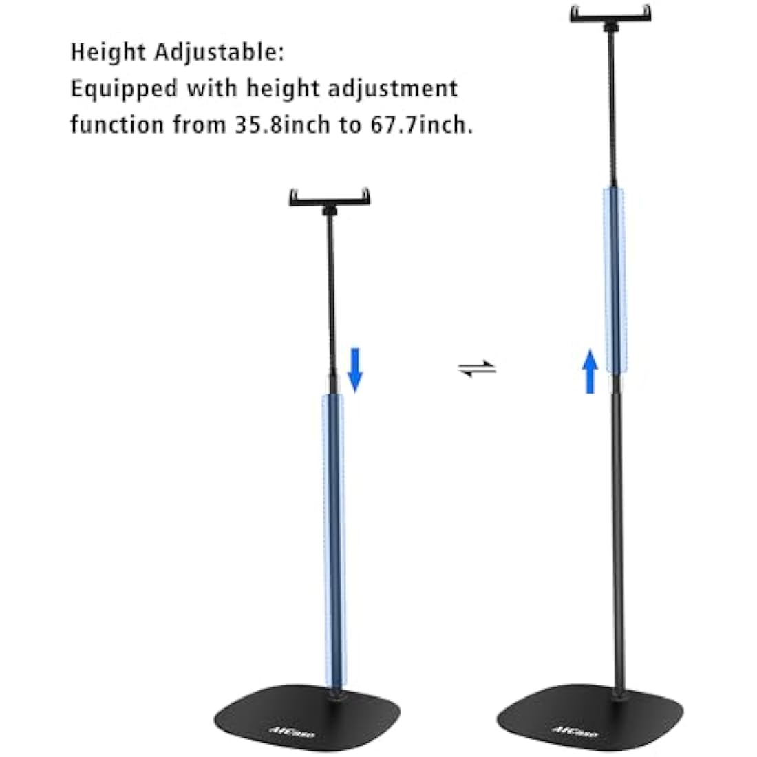 AICase Aluminium Adjustable Height Adjustable (91 cm - 137 cm) & 2.2 kg Stable Base with Gooseneck Compatible with iPad/Tablet from 4.6-13 Inches/Mobile Phone Holder Holder Floor Stand