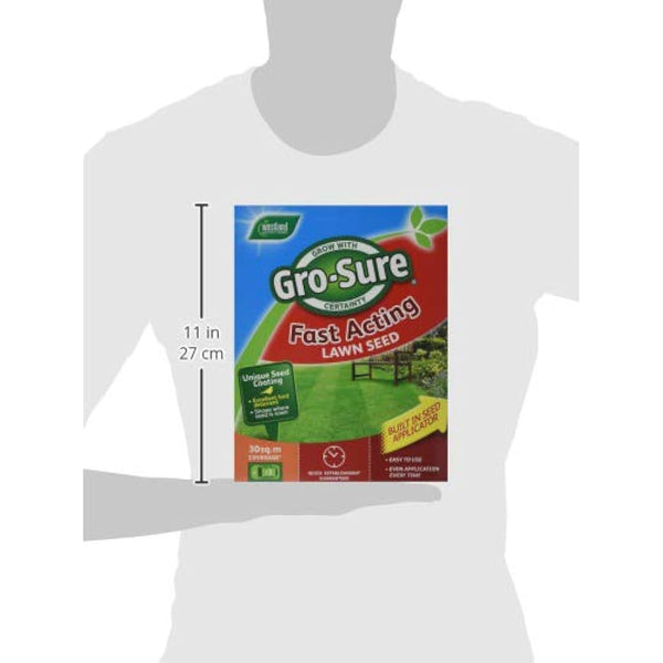 Gro-Sure 20500187 Fast Acting Grass Lawn Seed, 30 m2, 900 g, Blue,Green