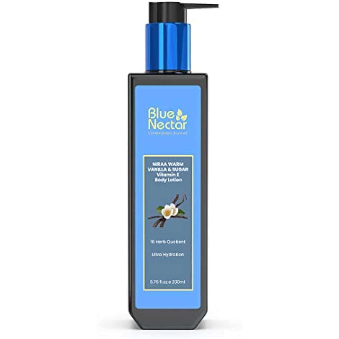Blue Nectar Shea & Cocoa Butter Vanilla Body Lotion Women & Men | Warm Vanilla & Sugar Body Moisturiser for Ultra Hydration with Vitamin E (12 Herbs 200 ml)