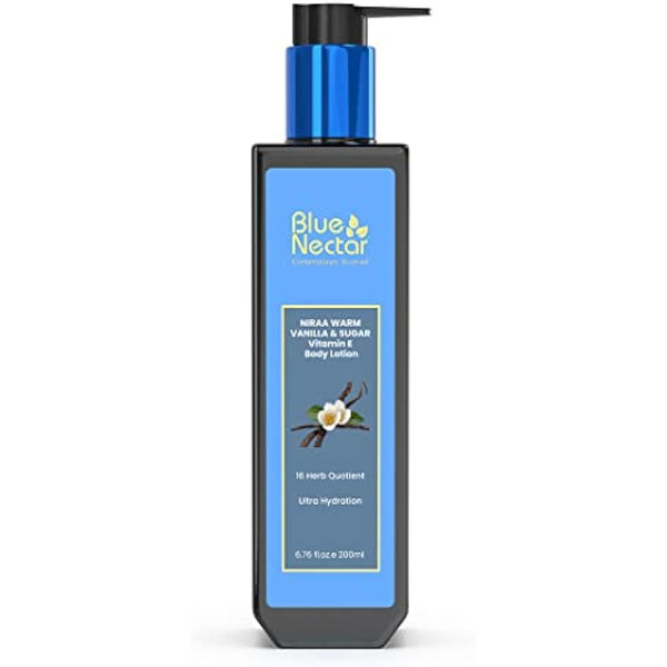 Blue Nectar Shea & Cocoa Butter Vanilla Body Lotion Women & Men | Warm Vanilla & Sugar Body Moisturiser for Ultra Hydration with Vitamin E (12 Herbs 200 ml)