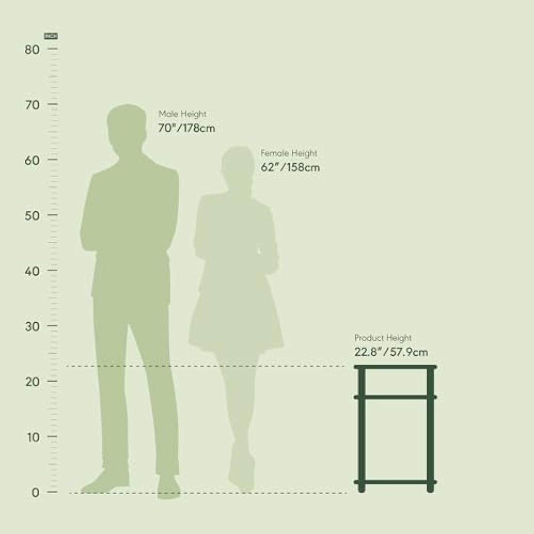 Furinno Just 3-Tier Turn-N-Tube End Table, Side Table, Nightstand, Americano/Black, 2-Pack