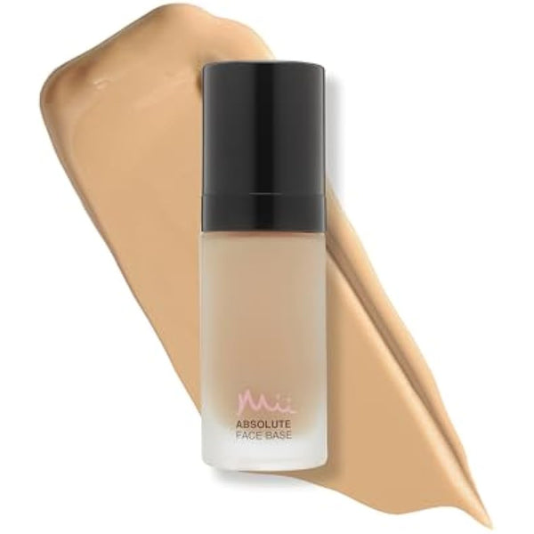 Mii Cosmetics Absolute Face Base, Full Coverage Foundation, Radiant Matte Finish, Feather Light Hydrating Formula, Vegan and Cruelty Free, Utterly Peachy 02