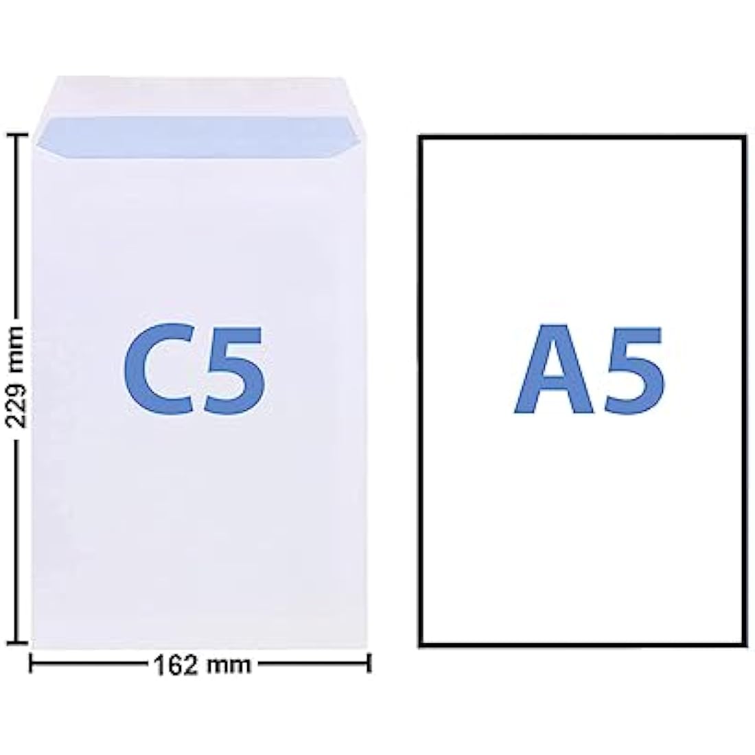 Evour C5/A5 Self-Seal Envelopes – 229×162 mm, 90 GSM, No-Window White Pocket – Pack of 100 Strong Self-Adhesive Mailing Envelopes for Office, Business & UK Post