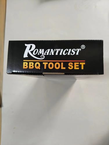 ROMANTICIST 26pcs Extra Thick Stainless Steel Grill Tool Set for Men, Heavy Duty Grilling Accessory Kit for Backyard, BBQ Utensils Gift Set with Meat Thermometer in Aluminum Case for Birthday Brown