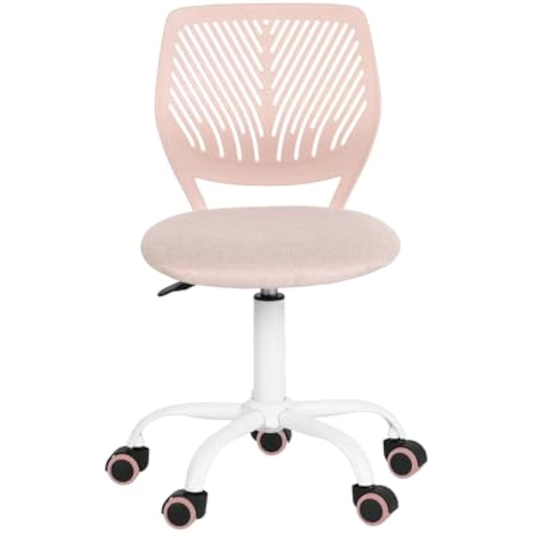 Homy Casa Desk Chair Linen Fabric Seat Ergonomic Swivel Task Chair without Armrest Adjustable Height Office Chair Home Office for Kids Teens, Morandi Pink