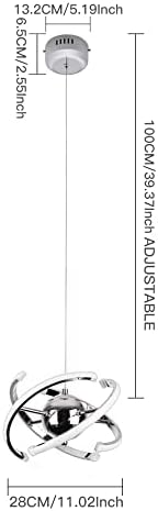 ELINKUME Modern Living Room LED Pendant Lights,Creative Adjustable Kitchen Light Fixture,26W Globe Chrome Ceiling Chandelier for Dining Room,Bedroom,Hall Lighting