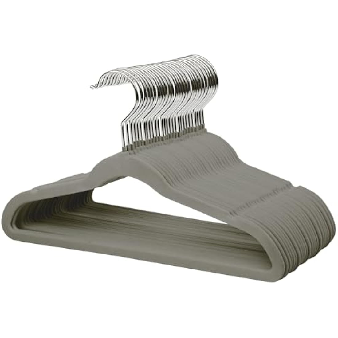 ManGotree 35cm Premium Kids Velvet Hangers, Ultra-thin Children's Clothes Hangers with 360° Swivel Hook, Non-slip Felt Hangers for Youth, Sturdy (32 Pack, Grey)