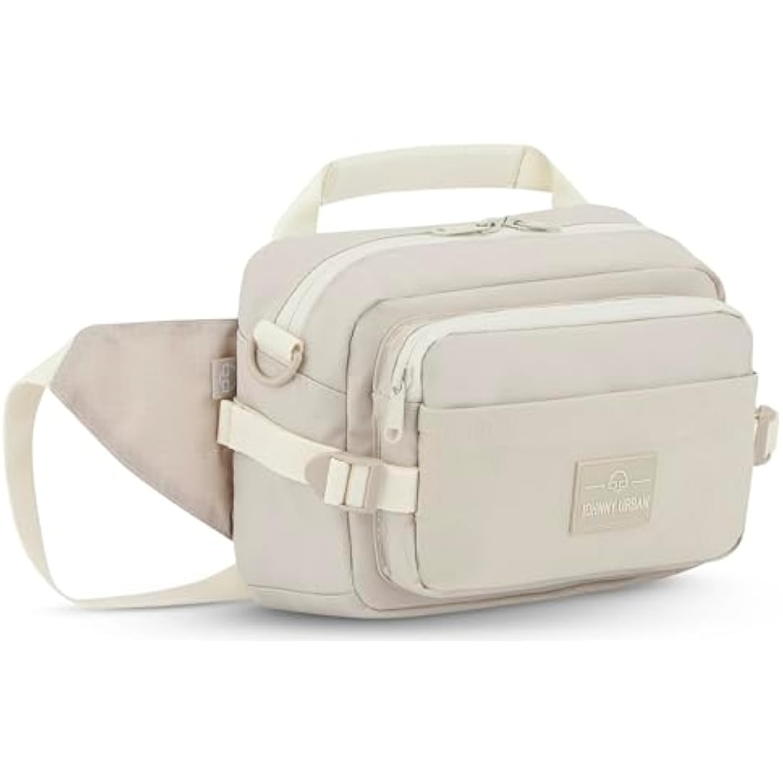 Johnny Urban Bum Bag Beige - Travis - Large Waist Bag for Travel Hiking Outdoor - Breathable Airmesh & Adjustable Strap - Many Pockets with Zippers - Accessory Add On for Backpack