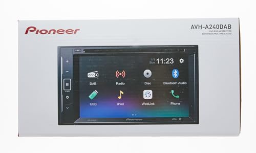 Pioneer AVH-A240DAB 6.2” touchscreen CD/DVD tuner with Smartphone Mirroring. Bluetooth, DAB/ DAB+ Digital Radio, 13-band GEQ, advanced audio features and premium audio quality.