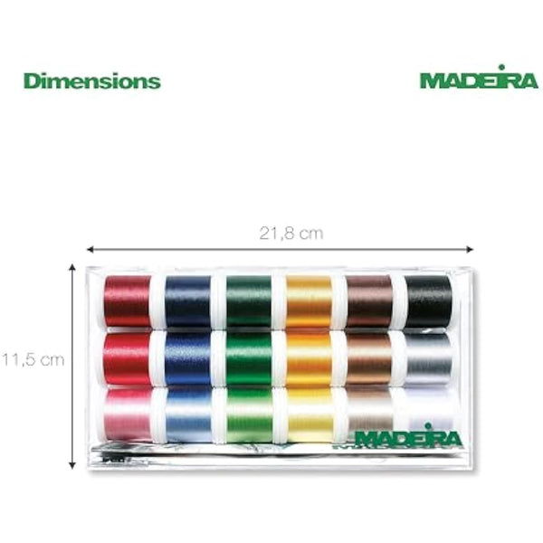 Madeira 8045 Embroidery Box Polyneon 18 Colours at 400 m