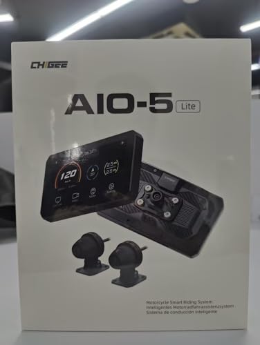 AIO-5 Lite Motorcycle Carplay Android Auto GPS Navigation System, BSD, STARVIS HDR 5" LCD, 60FPS,5G Wi-Fi BT, IP67 Waterproof, Support Siri Google Assistant, 24H Parking Mode, Dedicated App