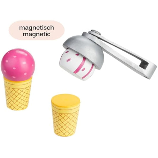 howa children's wooden ice cream parlour, children's shop, ice cream stand, ice cream toy, ice cream scoops, ice cream cones, ice cream scoop, play money 4861