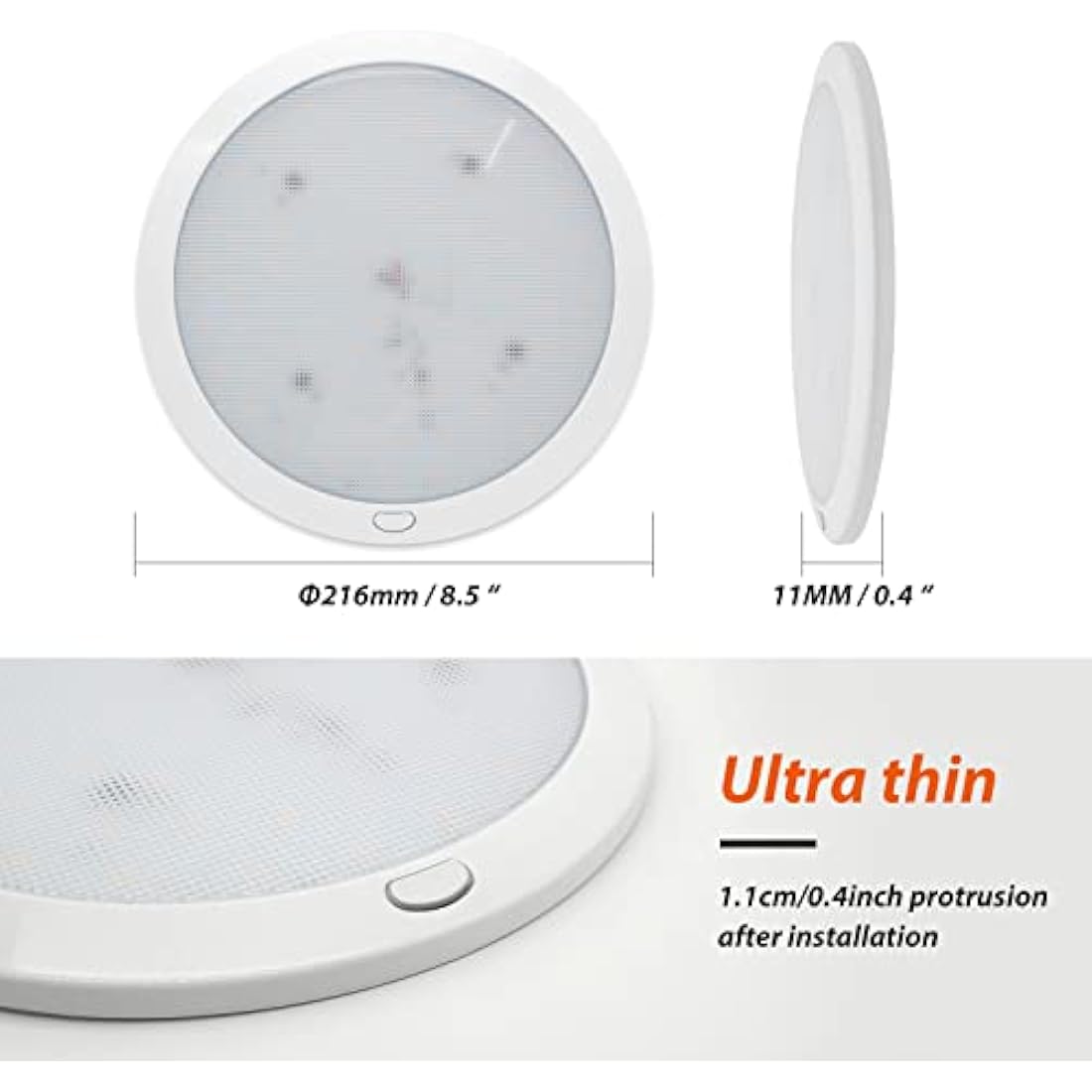 Dream Lighting Caravan Ceiling Light Flush LED Lighting Motorhome Boat Campervan Interior Lamp 8.5inch Dual Colour Dimmable IP44