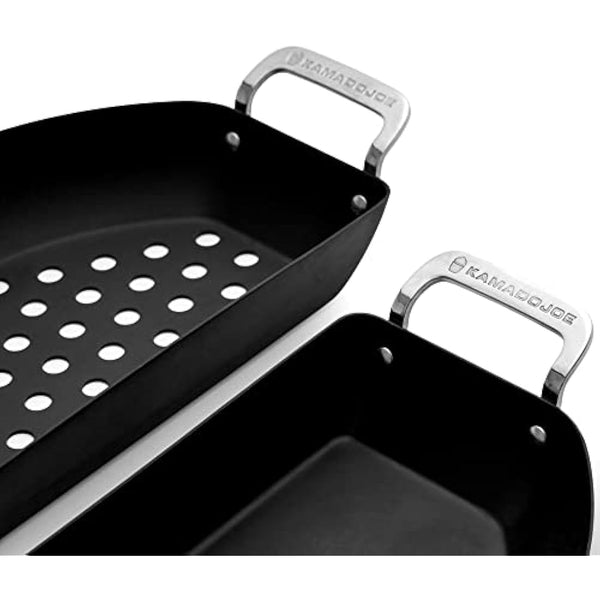 Kamado Joe KJ15124822 Karbon Steel Set Half-Moon Pan, Black