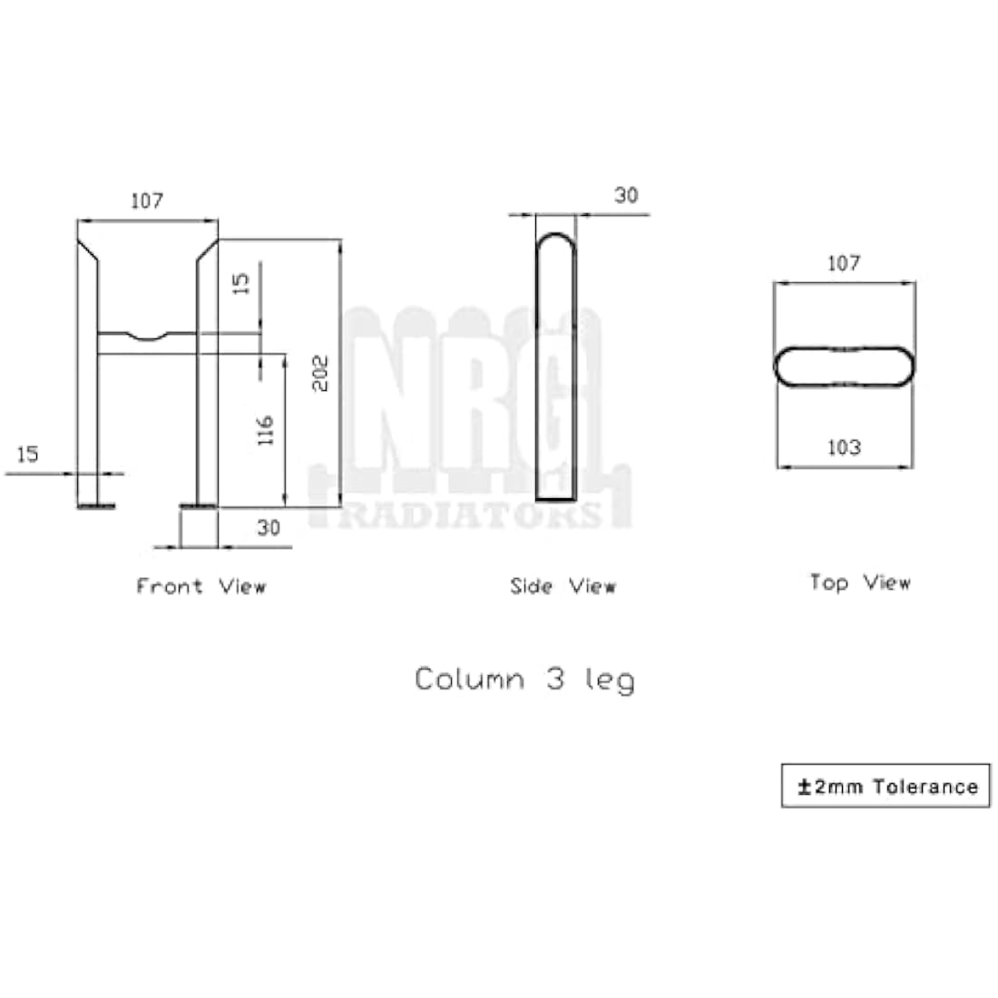 NRG Pair of Floor Mounting Feet for Traditional 3 Column Radiators Anthracite