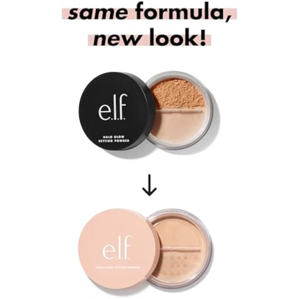 e.l.f., Halo Glow Setting Powder, Silky, Weightless, Blurring, Smooths, Minimizes Pores and Fine Lines, Creates Soft Focus Effect, Medium, Semi-Matte Finish 6.8g