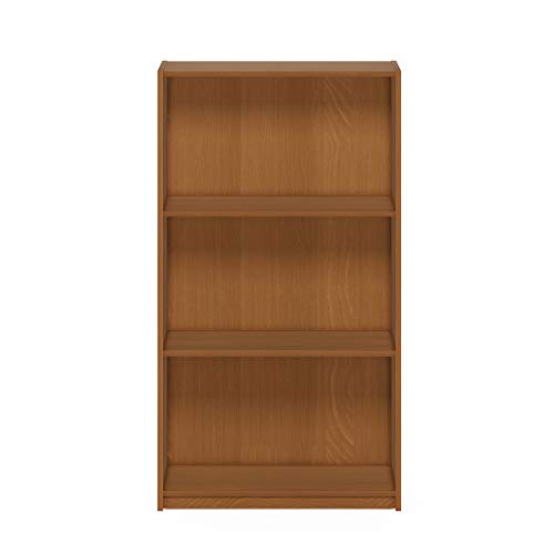 Furinno Basic 3-Tier Bookcase Storage Shelves, Light Cherry