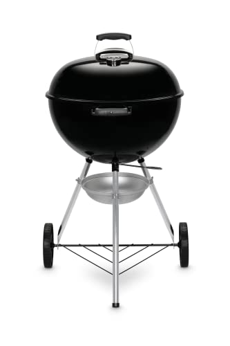 Weber Original Kettle Charcoal Grill, Ø 57cm Grill Area, BBQ Grill with Porcelain-Enamelled Lid & Bowl, Lid Thermometer, One-Touch Cleaning System - Black (14101004)