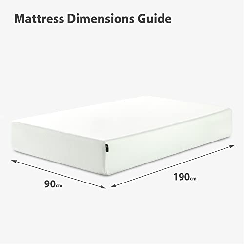 ZINUS Single Mattress - Memory Foam - 90x190cm/3x6ft - Height 13cm/5in - Medium Firmness - Orthopaedic Support with Comfort foam - Green tea Designed in UK standards