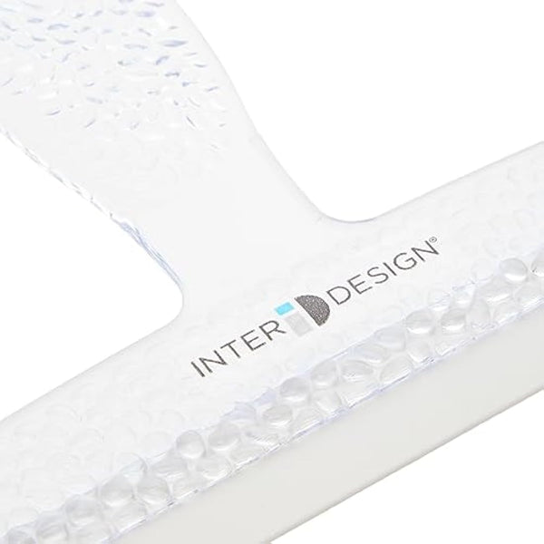 iDesign Shower Squeegee with Strong Suction Cup, Small Plastic Window Squeegee for Shower and Cleaning, Practical Shower Screen Wiper with Wide Rubber Lip, Clear