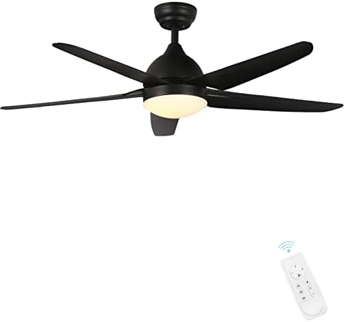 FINXIN Ceiling Fan with Lamp, Ceiling Fan with Light White/Black Ceiling Fans for Bedroom,Living Room,Dining Room Including Motor,Blades,Remote Switch (52" Black 5-Blades)