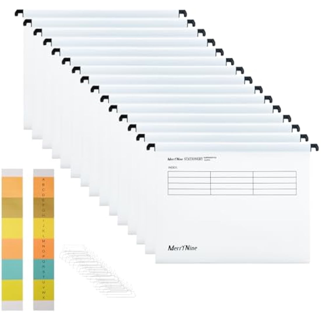 Suspension Files, MerryNine 15PCS Polypropylene Filing Cabinet Suspension Files with Tabs and Card Inserts for School Home Work Office Organization **Check Size Before Ordering ** (White, A4)