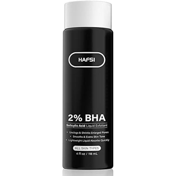 HAFSI 2 Percent BHA Skin Perfecting Salicylic Acid Liquid Exfoliant Serum Face Exfoliating Peel Fights Blackheads Enlarged Pores with For Combination and Oily 118 ml / 4 fl oz, Transparent