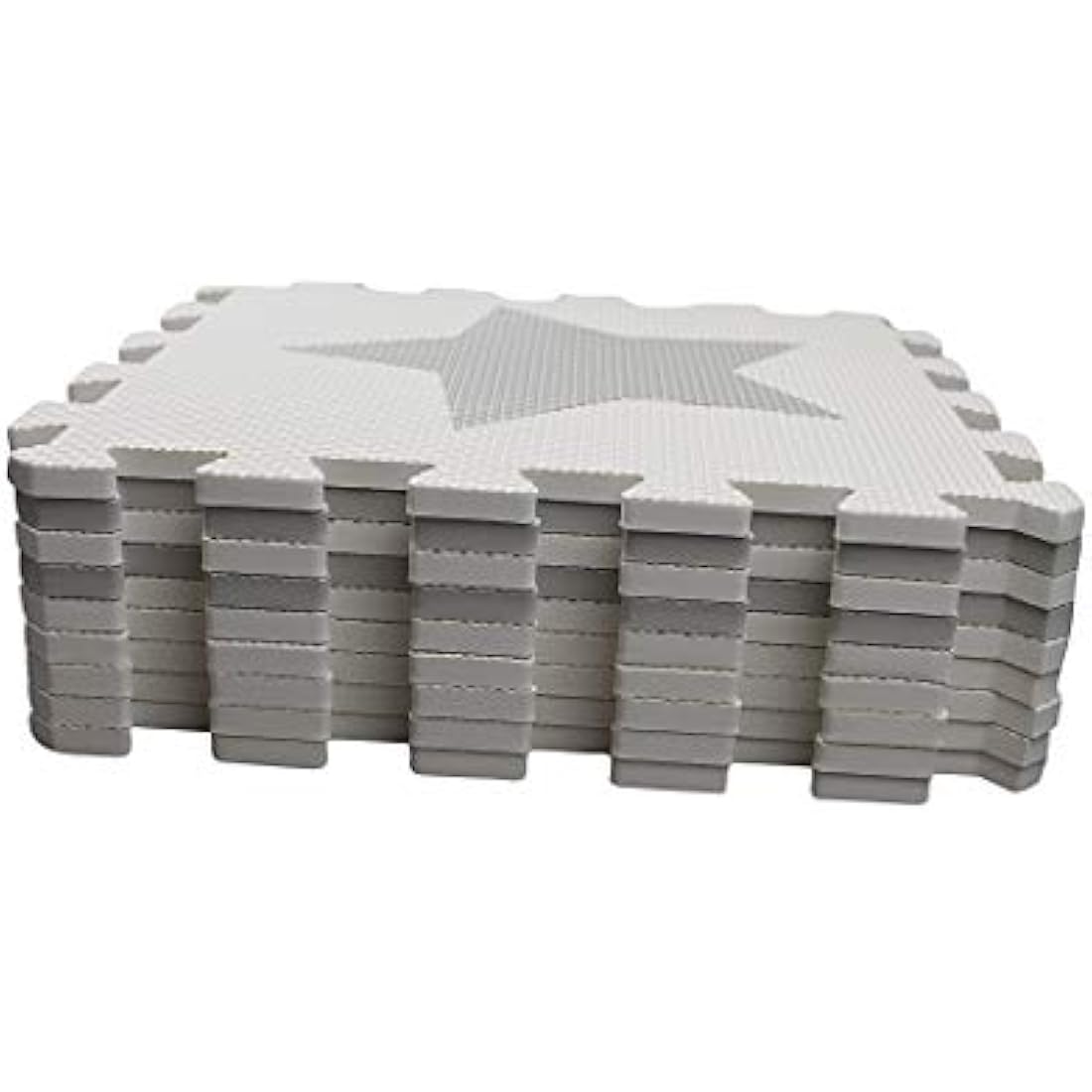 9 Grey Interlocking Foam Baby Play Mat Star Tiles with Edges - Play Mats. Each tile 30 x 30cms. Total 0.9m2.