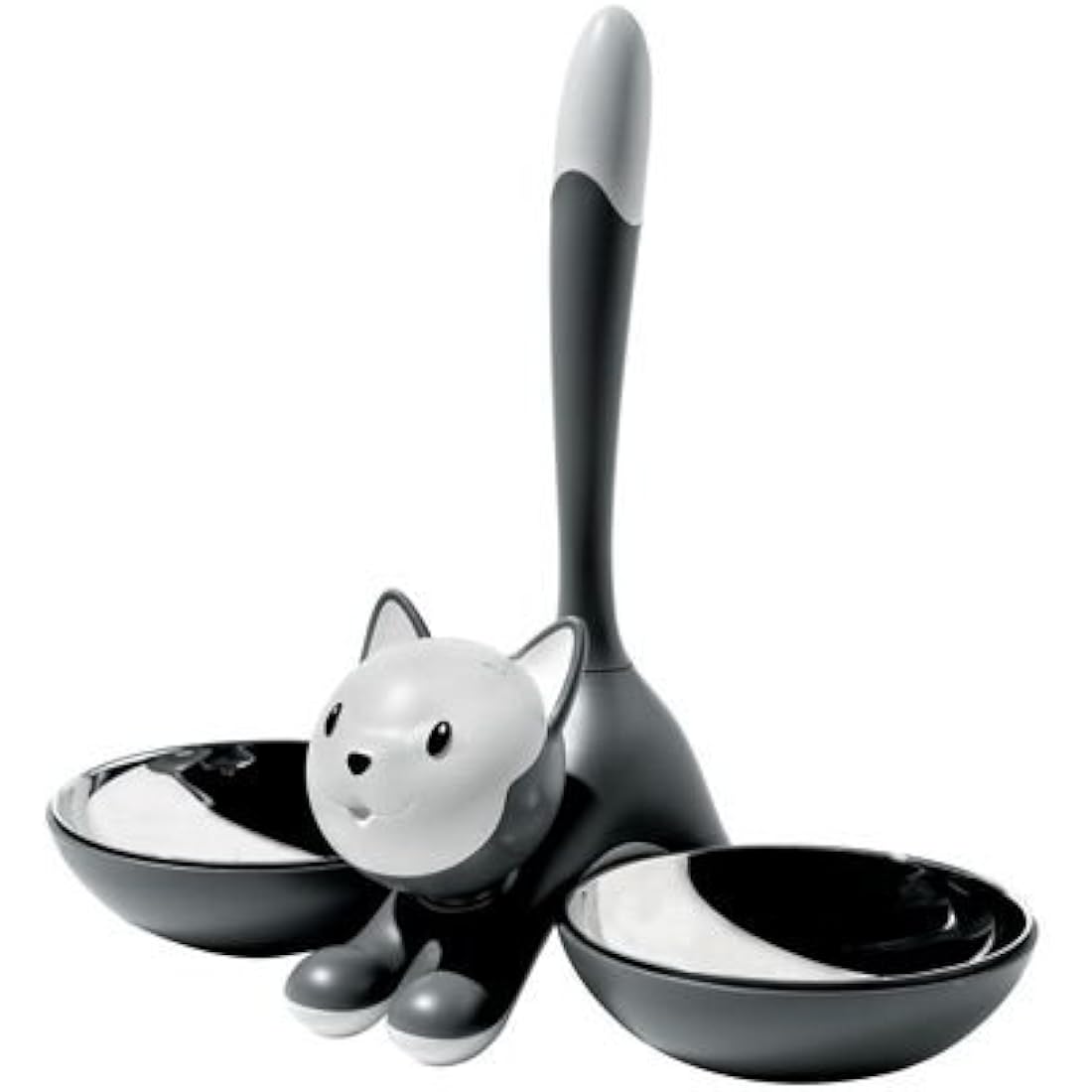 Alessi | Tigrito AMMI09 B - Design Cat Bowl, 18/10 Stainless Steel and Thermoplastic Resin, Black