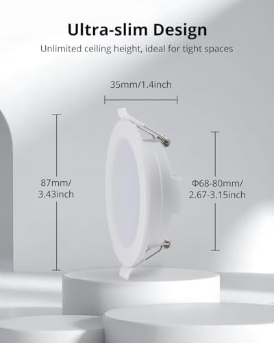 Gr4tec LED Downlight Ceiling IP65, 6 x 6W LED Recessed Ceiling Lights Dimmable 4000K Natural White 400LM, Bathroom Spotlights φ68mm-80mm Hole, Recessed Lighting for Living Room Bedroom
