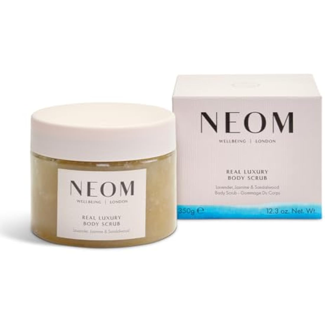 NEOM- Real Luxury Body Scrub | Luxury Body Scrub | Lavender & Sandalwood | 100% Natural Fragrance | Scent to De-Stress | Organic | Vegan | Hydrating