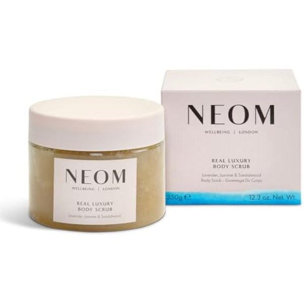 NEOM- Real Luxury Body Scrub | Luxury Body Scrub | Lavender & Sandalwood | 100% Natural Fragrance | Scent to De-Stress | Organic | Vegan | Hydrating