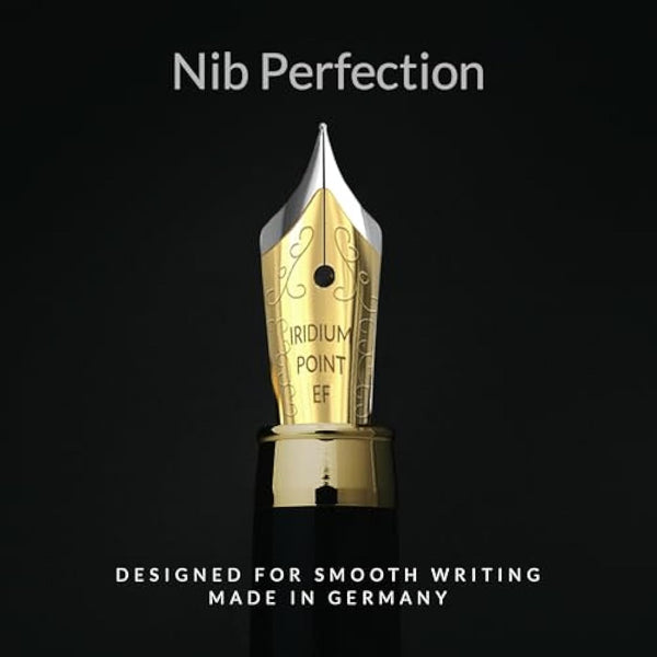 Wordsworth & Black Fountain Pen Set, Luxury Bamboo Wood - Extra Fine Nib, Gift Case; Includes 6 Ink Cartridges, Ink Refill Converter -Journaling, Calligraphy; Drawing, Smooth Writing [Brown Wood]