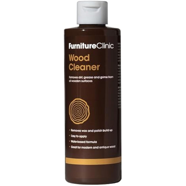 Furniture Clinic Wood Cleaner (250ml) | Restore & Clean Wooden Floors, Furniture, Blinds, Doors, Decking and Many other Wood Surfaces - Easily Remove Wax & Polish Build up, Grease and Grime