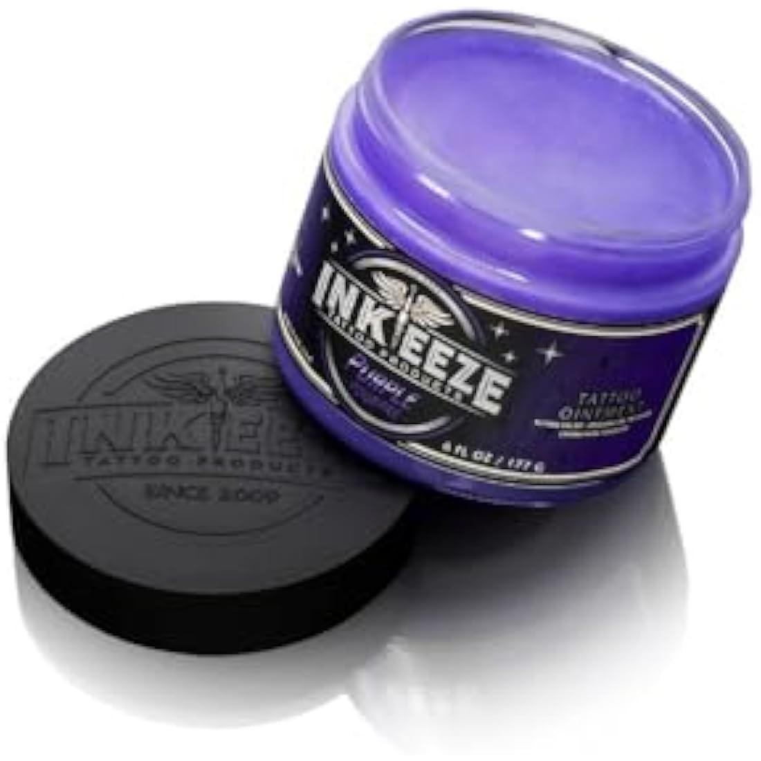 INK-EEZE Purple Glide Tattoo Ointment – Non-Petroleum, Essential Oil Infused Formula - For Artist and Aftercare - Vegan, Cruelty Free - 6oz jar