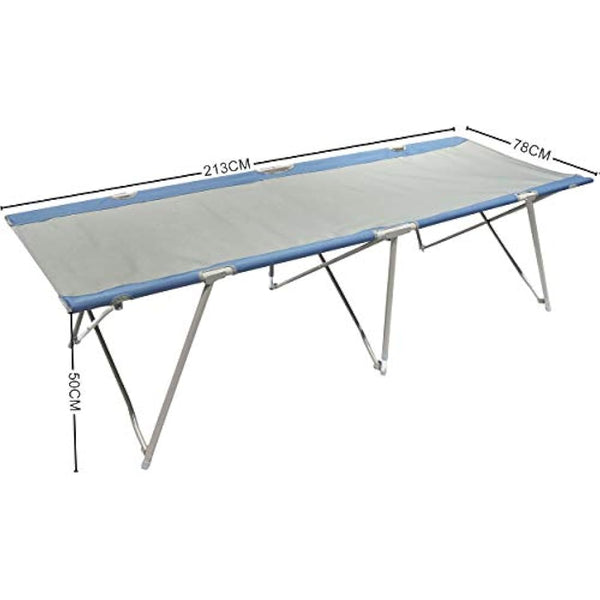 Homecall XXL Camping folding bed 600D polyester /rip stop grey/blue