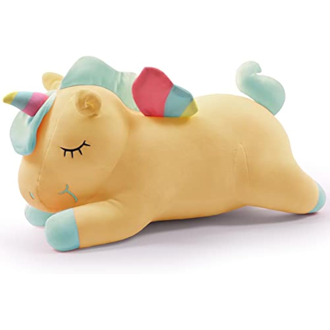 SNOWOLF Unicorn Stuffed Animal Toys Cute Soft Unicorn Plush Hugging Pillow with Rainbow Wings Kawaii Toy for Kids Girls(Yellow, 30cm/11.8Inch)