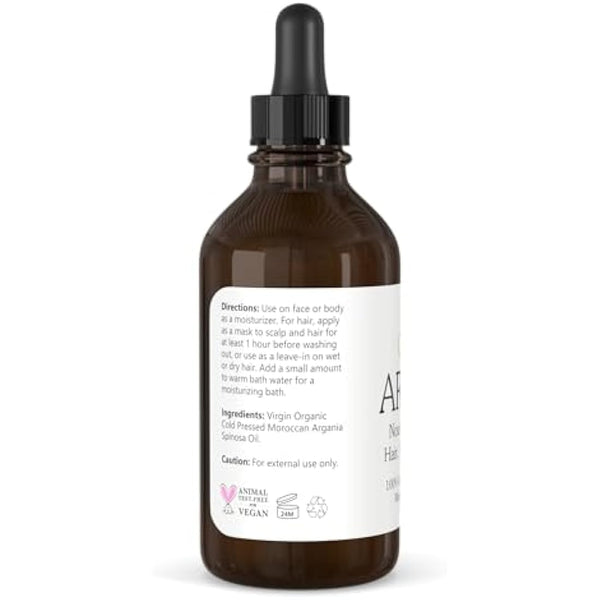 Isabella's Clearly Organic Moroccan Argan Oil for Hair, Skin, Nails | 100% Pure, Cold Pressed, Virgin, Unrefined Oil from Morocco | Eco Glass Bottle (Bulk 120ml)