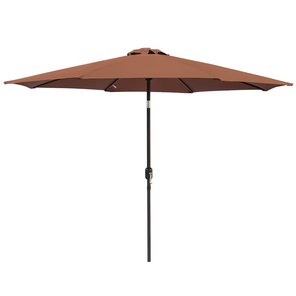 Greenbay 2.7m Round Parasol - Tilt Sun Shade Canopy Umbrella for Outdoor Garden Patio Summer Camping- Coffee