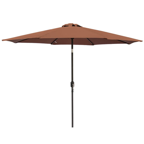 Greenbay 2.7m Round Parasol - Tilt Sun Shade Canopy Umbrella for Outdoor Garden Patio Summer Camping- Coffee