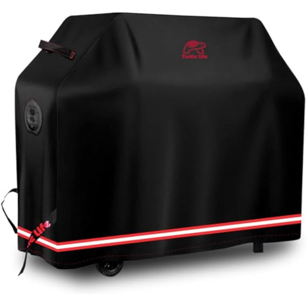 Turtle Life BBQ Grill Cover, 54 Inch Heavy Duty Waterproof 3-4 Burner Barbecue Gas Grill Covers for Weber Spirit Char-Broil Performance and Signature, No Fading Within 2 Years, Black，136x70x114cm