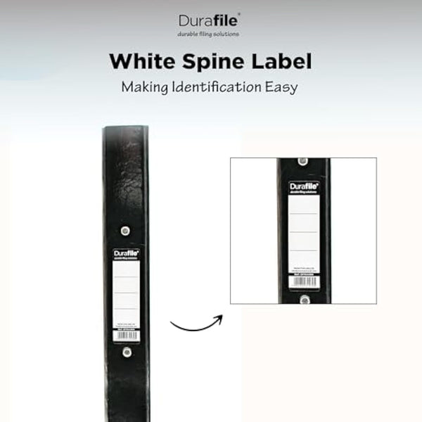 Durafile Ring Binder A4 Files, Black, Pack of 10 Folders, Heavy Duty Board Construction Folders for Paperwork Ring Binder, Ideal Folder Organiser for School, Home & The Office